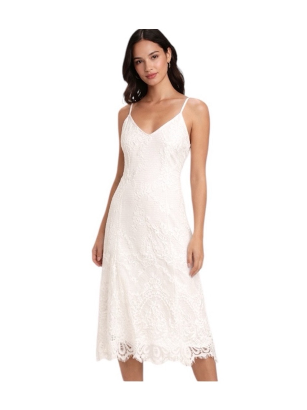 Lulu's White Floral Lace Slip Dress